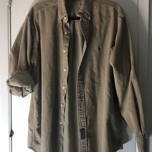 Beige Corduroy Polo Button Down